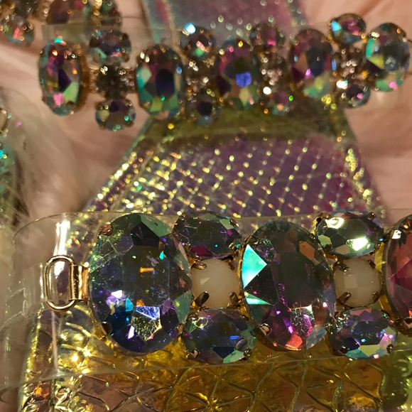 Gold Rhinestone Sandals - Picture 2 of 8